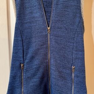 Blue Knit Zip-Up Vest